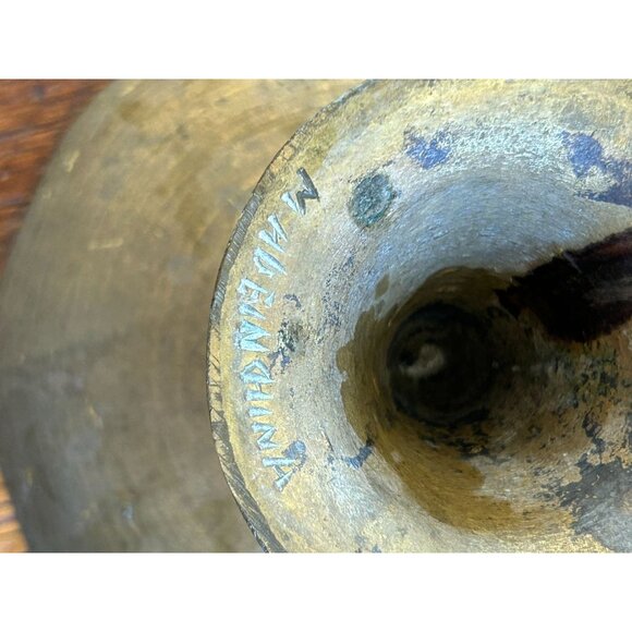 Vintage Chinese Brass Hand-Etched Pedestal Trinket Dish - Picture 8 of 10